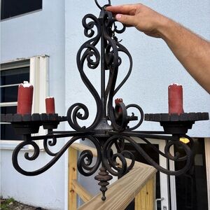Elegant Fixture Gorgeous Vintage Italian Twisted Iron Chandelier 5 lights